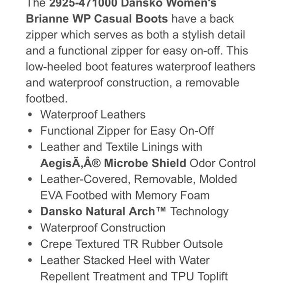 Dansko Brianne Waterproof Leather Causal Boots - Picture 4 of 12